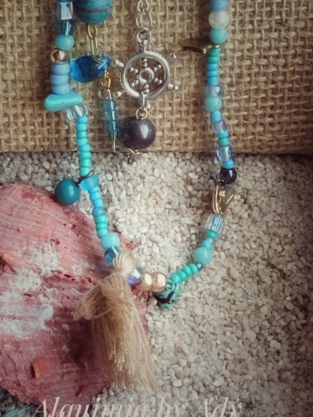 Turquoise and charms Beaded Necklace + single string